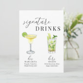 Moderne Elegante Wasserfarben Signature Drinks Zei (Stehend Vorderseite)
