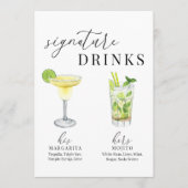 Moderne Elegante Wasserfarben Signature Drinks Zei (Vorderseite)