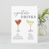 Moderne Elegante Wasserfarben Signature Drinks Zei (Stehend Vorderseite)