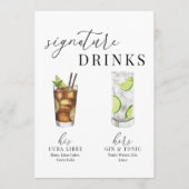 Moderne Elegante Wasserfarben Signature Drinks Zei (Vorderseite)
