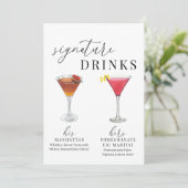 Moderne Elegante Wasserfarben Signature Drinks Zei (Stehend Vorderseite)