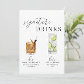 Moderne Elegante Wasserfarben Signature Drinks Zei (Stehend Vorderseite)