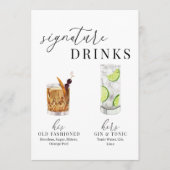 Moderne Elegante Wasserfarben Signature Drinks Zei (Vorderseite)