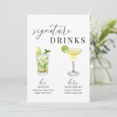 Moderne Elegante Wasserfarben Signature Drinks Zei (Stehend Vorderseite)