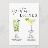 Moderne Elegante Wasserfarben Signature Drinks Zei (Vorderseite)
