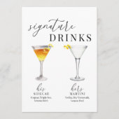 Moderne Elegante Wasserfarben Signature Drinks Zei (Vorderseite)