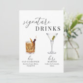Moderne Elegante Wasserfarben Signature Drinks Zei (Stehend Vorderseite)