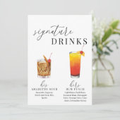 Moderne Elegante Wasserfarben Signature Drinks Zei (Stehend Vorderseite)