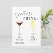 Moderne Elegante Wasserfarben Signature Drinks Zei (Stehend Vorderseite)