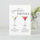 Moderne Elegante Wasserfarben Signature Drinks Zei (Stehend Vorderseite)