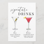 Moderne Elegante Wasserfarben Signature Drinks Zei (Vorderseite)