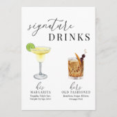 Moderne Elegante Wasserfarben Signature Drinks Zei (Vorderseite)