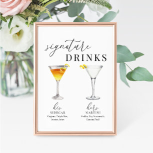 Moderne Elegante Wasserfarben Signature Drinks Zei