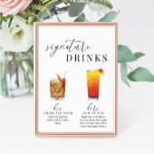 Moderne Elegante Wasserfarben Signature Drinks Zei