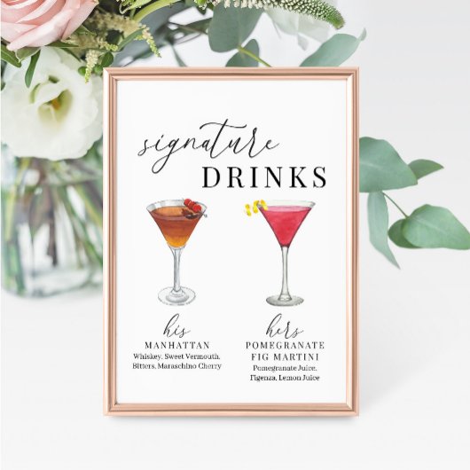 Moderne Elegante Wasserfarben Signature Drinks Zei