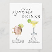Moderne Elegante Wasserfarben Signature Drinks Zei (Vorderseite)