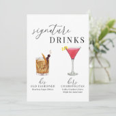 Moderne Elegante Wasserfarben Signature Drinks Zei (Stehend Vorderseite)