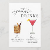 Moderne Elegante Wasserfarben Signature Drinks Zei (Vorderseite)