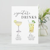 Moderne Elegante Wasserfarben Signature Drinks Zei (Stehend Vorderseite)