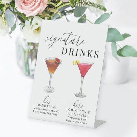 Moderne Elegante Wasserfarben Signature Drinks Zei Sockelschild