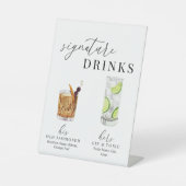 Moderne elegante Wasserfarbensignatur Drinks Pedes Sockelschild (Vorderseite)