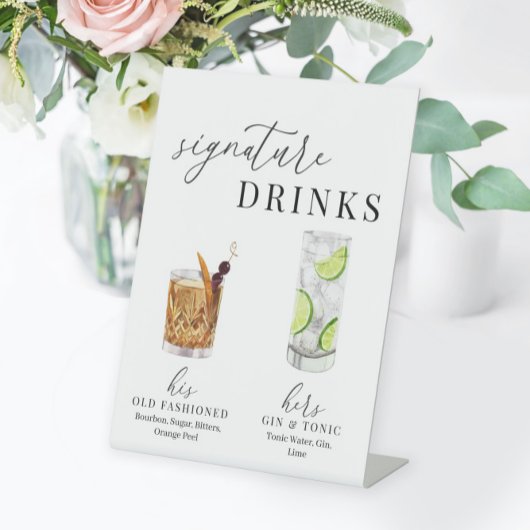 Moderne elegante Wasserfarbensignatur Drinks Pedes Sockelschild