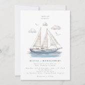 Moderne elegante Wassersportjacht Hochzeit Einladung (Vorderseite)