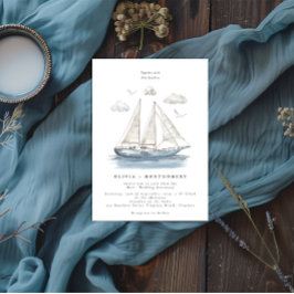 Moderne elegante Wassersportjacht Hochzeit Einladung