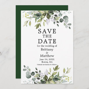 Moderne Elegante Watercolor Botanische Landschaft Save The Date