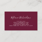 Moderne Elegante Watercolor Burgund Blauen Blumen Visitenkarte (Rückseite)