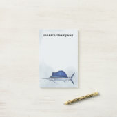 Moderne Elegante Watercolor Einfach Blaues Segeln Post-it Klebezettel (Auf Schreibtisch)