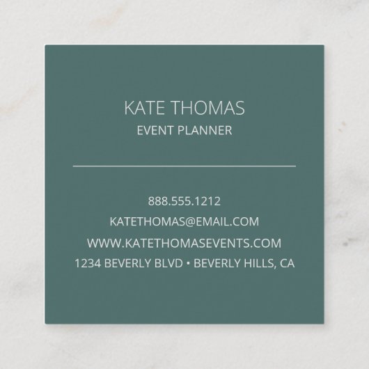 Moderne Elegante Watercolor Quadratische Visitenkarte (Rückseite)