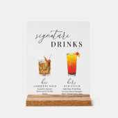 Moderne, elegante Watercolor Signature Drinks Acrylschild (Vorderseite)