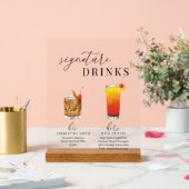 Moderne, elegante Watercolor Signature Drinks Acrylschild (Hochzeit)