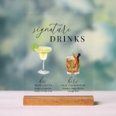 Moderne, elegante Watercolor Signature Drinks Acrylschild (Neutral)