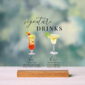 Moderne, elegante Watercolor Signature Drinks Acrylschild (Neutral)
