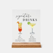 Moderne, elegante Watercolor Signature Drinks Acrylschild (Vorderseite)