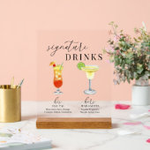 Moderne, elegante Watercolor Signature Drinks Acrylschild (Hochzeit)