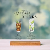 Moderne, elegante Watercolor Signature Drinks Acrylschild (Neutral)