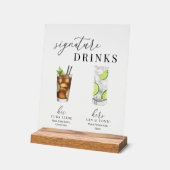 Moderne, elegante Watercolor Signature Drinks Acrylschild (Winkel)