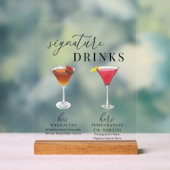 Moderne, elegante Watercolor Signature Drinks Acrylschild (Neutral)