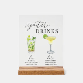 Moderne, elegante Watercolor Signature Drinks Acrylschild
