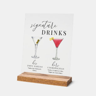 Moderne, elegante Watercolor Signature Drinks Acrylschild
