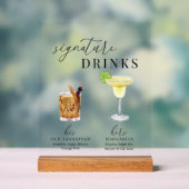Moderne, elegante Watercolor Signature Drinks Acrylschild (Neutral)