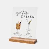 Moderne, elegante Watercolor Signature Drinks Acrylschild (Winkel)