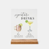 Moderne, elegante Watercolor Signature Drinks Acrylschild (Vorderseite)