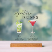 Moderne, elegante Watercolor Signature Drinks Acrylschild (Neutral)