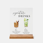 Moderne, elegante Watercolor Signature Drinks Acrylschild (Vorderseite)