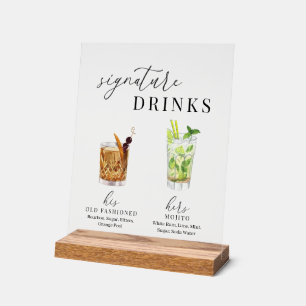 Moderne, elegante Watercolor Signature Drinks Acrylschild