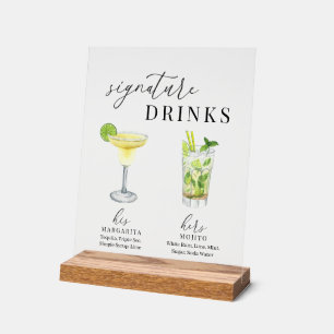 Moderne, elegante Watercolor Signature Drinks Acrylschild